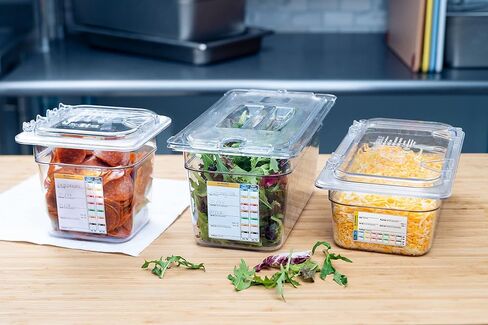 منتجات Carlisle FoodService Products StorPlus صينية طعام بلاستيكية 1/6 مع ملصق متكامل للمطاعم، 2.5 كوارت، شفاف in Saudi Arabia