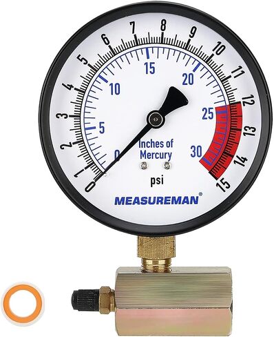 مجموعة قياس ضغط الغاز الفولاذية مقاس 4 بوصات من MEASUREMAN، وصلة FNPT 3/4 بوصة، 0-30 رطل لكل بوصة مربعة/كيلو باسكال، دقة 1.6%، in Saudi Arabia
