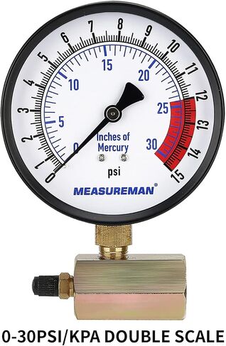 مجموعة قياس ضغط الغاز الفولاذية مقاس 4 بوصات من MEASUREMAN، وصلة FNPT 3/4 بوصة، 0-30 رطل لكل بوصة مربعة/كيلو باسكال، دقة 1.6%، in Saudi Arabia