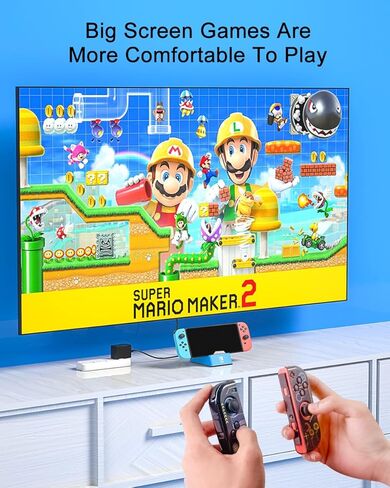 محطة إرساء تلفزيون YIGORN لجهاز نينتندو سويتش، محطة إرساء تلفزيون محمولة بديلة لنينتندو سويتش مع HDMI ومنفذ شحن (3 في 1 قاعدة سوداء) in Kuwait