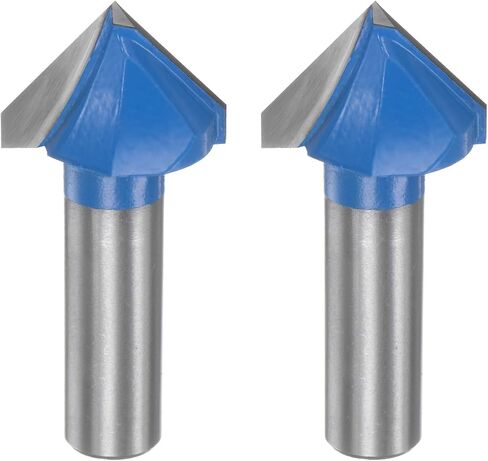 HARFINGTON 2pcs Router Bits 1-1/8" Dia 1/2" Shank 90 Degree V Type End Mill Carbide for Woodworking Carpentry Engraving Edge Trimmer Cutter Tools in Saudi Arabia