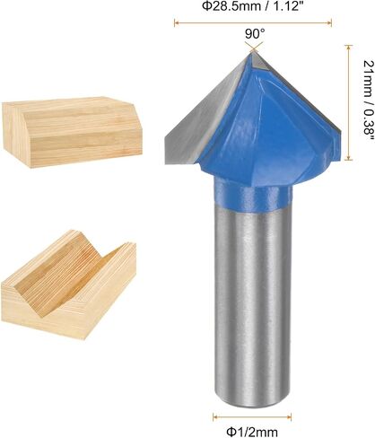 HARFINGTON 2pcs Router Bits 1-1/8" Dia 1/2" Shank 90 Degree V Type End Mill Carbide for Woodworking Carpentry Engraving Edge Trimmer Cutter Tools in Saudi Arabia