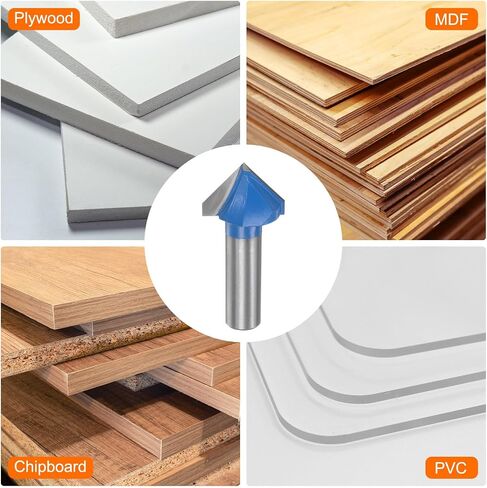 HARFINGTON 2pcs Router Bits 1-1/8" Dia 1/2" Shank 90 Degree V Type End Mill Carbide for Woodworking Carpentry Engraving Edge Trimmer Cutter Tools in Saudi Arabia