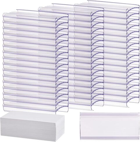 100 قطعة من حوامل ملصقات الرف السلكي من Lyellfe، حامل ملصقات بلاستيكي مع حشوات ملصقات، علامات رف مترو شفافة لرفوف الأسلاك، ومتاجر التجزئة، والمحلات التجارية، والسوق الفائقة، 3 بوصة طول × 1-1/4 بوصة عرض in Kuwait