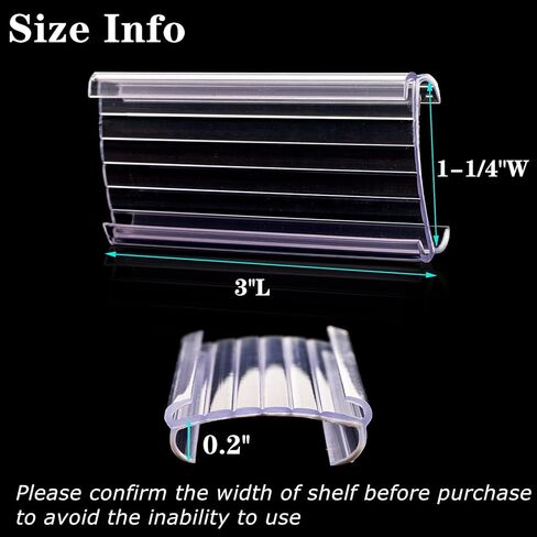 100 قطعة من حوامل ملصقات الرف السلكي من Lyellfe، حامل ملصقات بلاستيكي مع حشوات ملصقات، علامات رف مترو شفافة لرفوف الأسلاك، ومتاجر التجزئة، والمحلات التجارية، والسوق الفائقة، 3 بوصة طول × 1-1/4 بوصة عرض in Kuwait