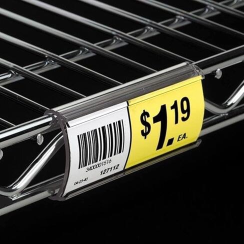 100 قطعة من حوامل ملصقات الرف السلكي من Lyellfe، حامل ملصقات بلاستيكي مع حشوات ملصقات، علامات رف مترو شفافة لرفوف الأسلاك، ومتاجر التجزئة، والمحلات التجارية، والسوق الفائقة، 3 بوصة طول × 1-1/4 بوصة عرض in Kuwait