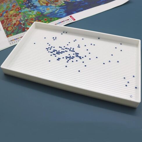 2 قطعة منظم صينية رسم ماسي مقاس 10 × 6 بوصة كبير جدًا، صواني بلاستيكية للخرز، إكسسوارات فنية ماسية، أدوات منقطة من حجر الراين لفن الأحجار الكريمة DIY باللون الأبيض in Kuwait