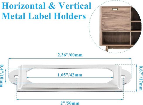 60pcs Metal Label Holder, Black Metal Library Tags, File Drawer Label Frames Holder, Screw Cabinet, Shelf Tag Name Card Labels Holders (60mm x 17mm) in Kuwait