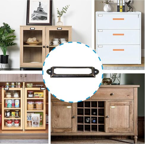 60pcs Metal Label Holder, Black Metal Library Tags, File Drawer Label Frames Holder, Screw Cabinet, Shelf Tag Name Card Labels Holders (60mm x 17mm) in Kuwait