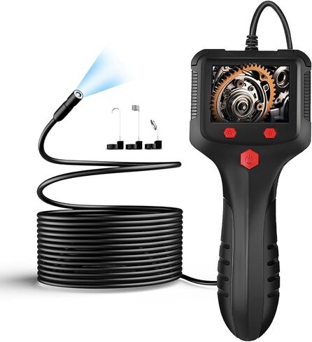 Unngeigei Endoscope Camera with Light, IP67 Waterproof Borescope Camera with 2.4'' Screen, 16.5FT Semi-Rigid Cable, Borescope Accessories Hook/Magnet/Mirror, Pipe Drain Sewer Snake Inspection Camera in Kuwait