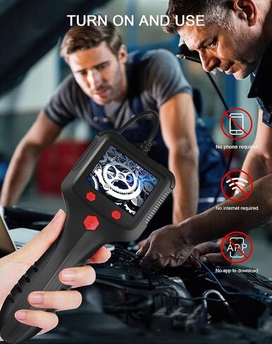 Unngeigei Endoscope Camera with Light, IP67 Waterproof Borescope Camera with 2.4'' Screen, 16.5FT Semi-Rigid Cable, Borescope Accessories Hook/Magnet/Mirror, Pipe Drain Sewer Snake Inspection Camera in Kuwait