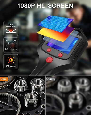 Unngeigei Endoscope Camera with Light, IP67 Waterproof Borescope Camera with 2.4'' Screen, 16.5FT Semi-Rigid Cable, Borescope Accessories Hook/Magnet/Mirror, Pipe Drain Sewer Snake Inspection Camera in Kuwait