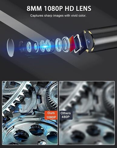 Unngeigei Endoscope Camera with Light, IP67 Waterproof Borescope Camera with 2.4'' Screen, 16.5FT Semi-Rigid Cable, Borescope Accessories Hook/Magnet/Mirror, Pipe Drain Sewer Snake Inspection Camera in Kuwait