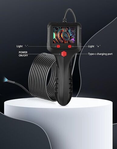 Unngeigei Endoscope Camera with Light, IP67 Waterproof Borescope Camera with 2.4'' Screen, 16.5FT Semi-Rigid Cable, Borescope Accessories Hook/Magnet/Mirror, Pipe Drain Sewer Snake Inspection Camera in Kuwait