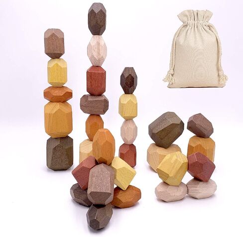 Wooden Rocks Stones Tumi ISHI Wood Balancing Stacked Stone Baby Building Block Montessori Toys Block Colored Stone Toys Educational Creative Toy Stacking Artware (10pcs Green) in Saudi Arabia