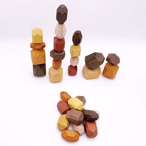 Wooden Rocks Stones Tumi ISHI Wood Balancing Stacked Stone Baby Building Block Montessori Toys Block Colored Stone Toys Educational Creative Toy Stacking Artware (10pcs Green) in Saudi Arabia