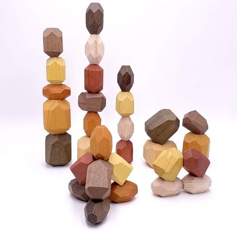 Wooden Rocks Stones Tumi ISHI Wood Balancing Stacked Stone Baby Building Block Montessori Toys Block Colored Stone Toys Educational Creative Toy Stacking Artware (10pcs Green) in Saudi Arabia
