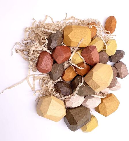 Wooden Rocks Stones Tumi ISHI Wood Balancing Stacked Stone Baby Building Block Montessori Toys Block Colored Stone Toys Educational Creative Toy Stacking Artware (10pcs Green) in Saudi Arabia
