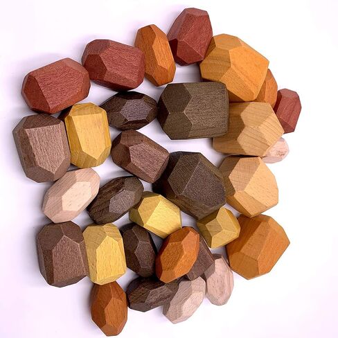 Wooden Rocks Stones Tumi ISHI Wood Balancing Stacked Stone Baby Building Block Montessori Toys Block Colored Stone Toys Educational Creative Toy Stacking Artware (10pcs Green) in Saudi Arabia