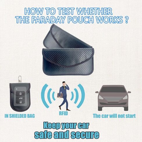 عبوة من 2 حقيبة فاراداي من أوليمان. حقيبة حجب إشارة RFID للهواتف المحمولة ومفاتيح السيارة، حافظة حماية من مادة ألياف الكربون وسلسلة مفاتيح، حافظة مضادة للتتبع والقرصنة ومضادة للتجسس باللون الأسود in Kuwait