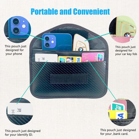 عبوة من 2 حقيبة فاراداي من أوليمان. حقيبة حجب إشارة RFID للهواتف المحمولة ومفاتيح السيارة، حافظة حماية من مادة ألياف الكربون وسلسلة مفاتيح، حافظة مضادة للتتبع والقرصنة ومضادة للتجسس باللون الأسود in Kuwait