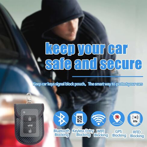 عبوة من 2 حقيبة فاراداي من أوليمان. حقيبة حجب إشارة RFID للهواتف المحمولة ومفاتيح السيارة، حافظة حماية من مادة ألياف الكربون وسلسلة مفاتيح، حافظة مضادة للتتبع والقرصنة ومضادة للتجسس باللون الأسود in Kuwait