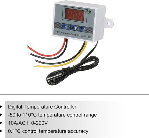MECCANIXITY AC110-220V LED Digital Temperature Controller Thermostat Heating Cooling -50 to 110°C XH-W3002 Relay Output with NTC 10K Temperature Probe in Saudi Arabia