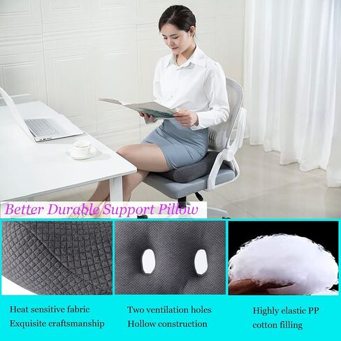 Seat Cushions for Office Chairs, Tailbone Pain Relief Cushion, Ergonomic Orthopedic Chair Seat Cushions Seat Pillow for Office, Home Chair, Car, Wheelchair, Hip, Coccyx, Sciatic (Black) in Saudi Arabia