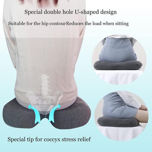 Seat Cushions for Office Chairs, Tailbone Pain Relief Cushion, Ergonomic Orthopedic Chair Seat Cushions Seat Pillow for Office, Home Chair, Car, Wheelchair, Hip, Coccyx, Sciatic (Black) in Saudi Arabia
