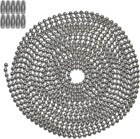 10 Foot Length Ball Chain, Number 3 Size, Aluminum, & 10 Matching Connectors in Saudi Arabia