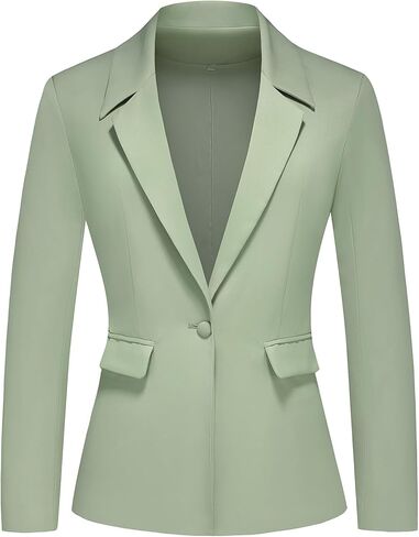 سترة Lamgool النسائية طويلة الأكمام كاجوال مفتوحة من الأمام للمكتب مع جيوب على طية الصدر للعمل in Kuwait