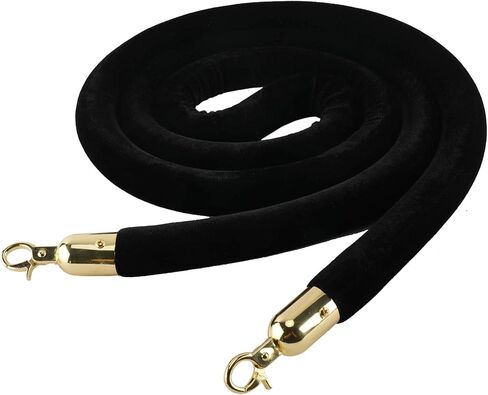 AuInn 8 Feet Velvet Stanchion Rope, Stanchion Queue Barrier Rope Velvet Rope, Crowd Control Rope Barrier, with Mirror Polished Hooks (Black) in Saudi Arabia