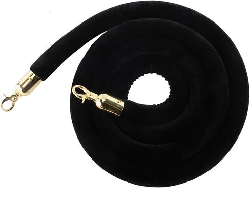AuInn 8 Feet Velvet Stanchion Rope, Stanchion Queue Barrier Rope Velvet Rope, Crowd Control Rope Barrier, with Mirror Polished Hooks (Black) in Saudi Arabia