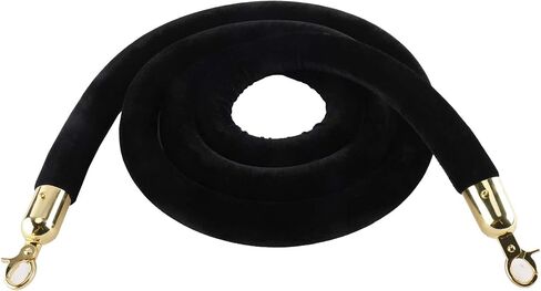 AuInn 8 Feet Velvet Stanchion Rope, Stanchion Queue Barrier Rope Velvet Rope, Crowd Control Rope Barrier, with Mirror Polished Hooks (Black) in Saudi Arabia