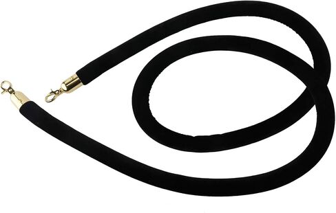 AuInn 8 Feet Velvet Stanchion Rope, Stanchion Queue Barrier Rope Velvet Rope, Crowd Control Rope Barrier, with Mirror Polished Hooks (Black) in Saudi Arabia