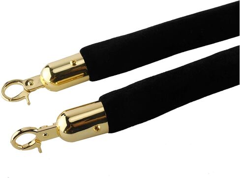 AuInn 8 Feet Velvet Stanchion Rope, Stanchion Queue Barrier Rope Velvet Rope, Crowd Control Rope Barrier, with Mirror Polished Hooks (Black) in Saudi Arabia