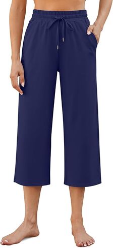 G4Free Wide Leg Pants for Women Yoga Capris with Pockets Drawstring Casual Cropped Pants for Summer in Saudi Arabia