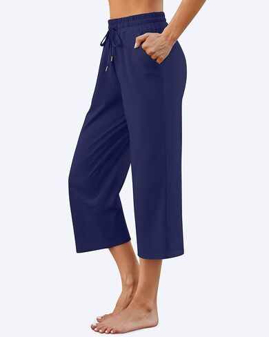 G4Free Wide Leg Pants for Women Yoga Capris with Pockets Drawstring Casual Cropped Pants for Summer in Saudi Arabia