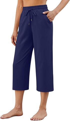G4Free Wide Leg Pants for Women Yoga Capris with Pockets Drawstring Casual Cropped Pants for Summer in Saudi Arabia