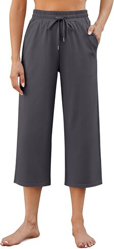 G4Free Wide Leg Pants for Women Yoga Capris with Pockets Drawstring Casual Cropped Pants for Summer in Saudi Arabia