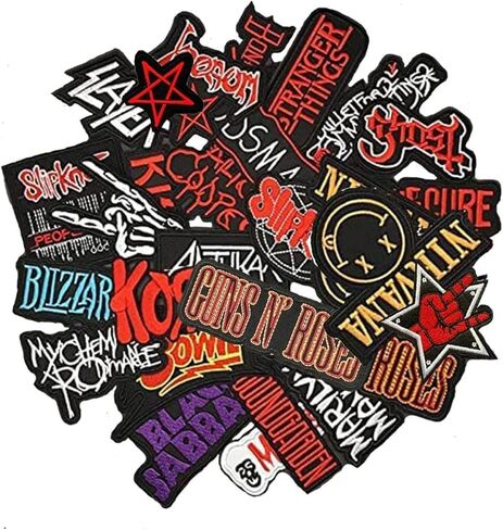 HARINI المعنويات التصحيح، 25 قطعة بقع مختلطة الكثير الفرقة الصخور بقع الحديد على المشارب للملابس التطريز شارات الملابس ملصقات سترة زين الموسيقى الشرير in Kuwait