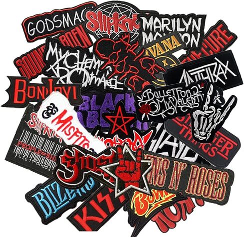 HARINI المعنويات التصحيح، 25 قطعة بقع مختلطة الكثير الفرقة الصخور بقع الحديد على المشارب للملابس التطريز شارات الملابس ملصقات سترة زين الموسيقى الشرير in Kuwait