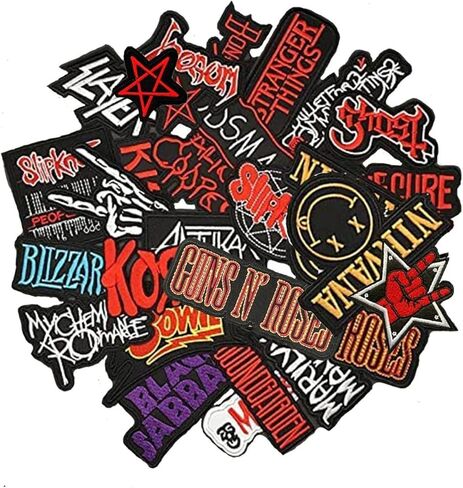 HARINI المعنويات التصحيح، 25 قطعة بقع مختلطة الكثير الفرقة الصخور بقع الحديد على المشارب للملابس التطريز شارات الملابس ملصقات سترة زين الموسيقى الشرير in Kuwait