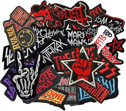 HARINI المعنويات التصحيح، 25 قطعة بقع مختلطة الكثير الفرقة الصخور بقع الحديد على المشارب للملابس التطريز شارات الملابس ملصقات سترة زين الموسيقى الشرير in Kuwait