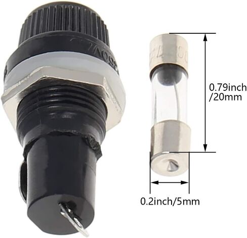 Fielect 2Pcs Fuse Holder Cap with Glass Fuse 30A 250V 5x20mm Panel Mounted Screw Cap Fuse Holder, Flat Thread in Saudi Arabia