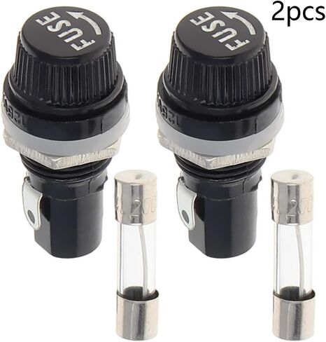 Fielect 2Pcs Fuse Holder Cap with Glass Fuse 30A 250V 5x20mm Panel Mounted Screw Cap Fuse Holder, Flat Thread in Saudi Arabia