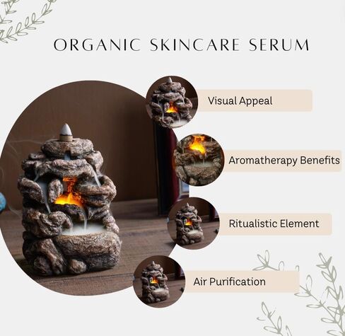 Haobos Rockery Incense Waterfall Burner Holder Light,Premium Set for Yoga/Meditation/Relation/Aromatherapy, Decent Ornament Home Decor, with 120 Incense Cones & Ashes Cather Mat（23140） in Saudi Arabia