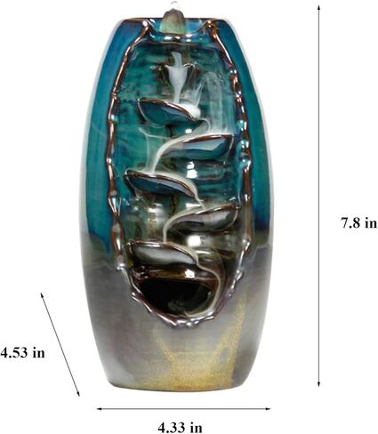 Backflow Incense Holder Ceramic Waterfall Incense Burner, MIATTCLD Aromatherapy Ornament Zen Home Decor with 60 Backflow Incense Cones & 30 Incense Stick for Office Living Room Spa Yoga in Kuwait