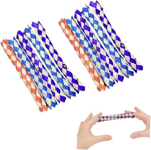 10Pcs Classic Finger Traps Chinese Finger Trap Bamboo Chinese Bamboo Birds Foraging Assorted Colors PET Bird Chew Classic Party and Adults Finger Puppets Puppets and Puppet Theaters in Saudi Arabia