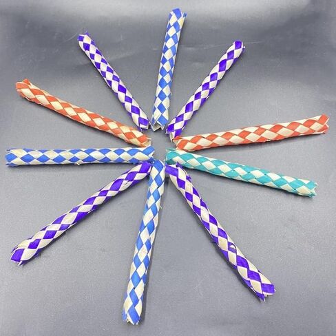 10Pcs Classic Finger Traps Chinese Finger Trap Bamboo Chinese Bamboo Birds Foraging Assorted Colors PET Bird Chew Classic Party and Adults Finger Puppets Puppets and Puppet Theaters in Saudi Arabia